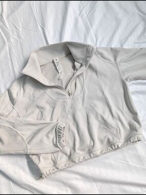 Lululemon Ribbed Quarter-Zip Cropped Pullover - Riverstone Color